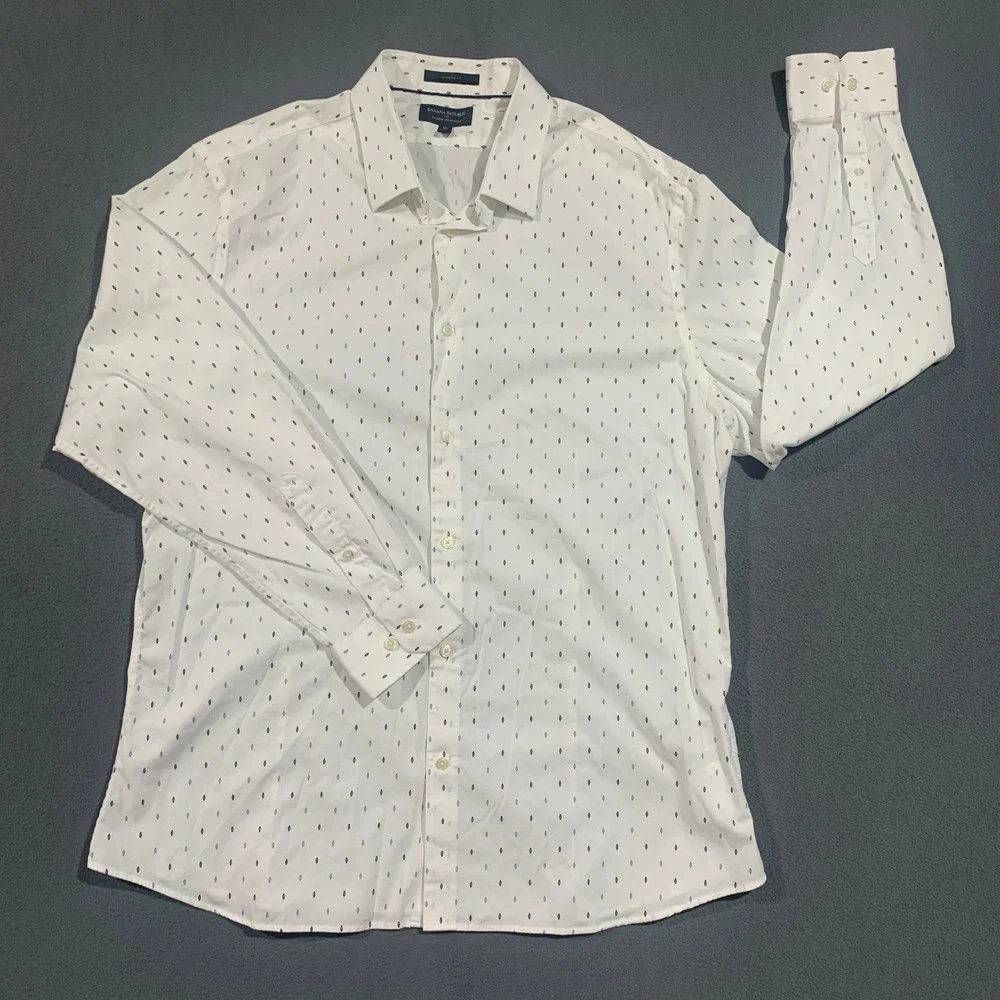 Banana‎ Republic Mens XL Athletic Fit Wrinkle Resistant Button Down Shirt White